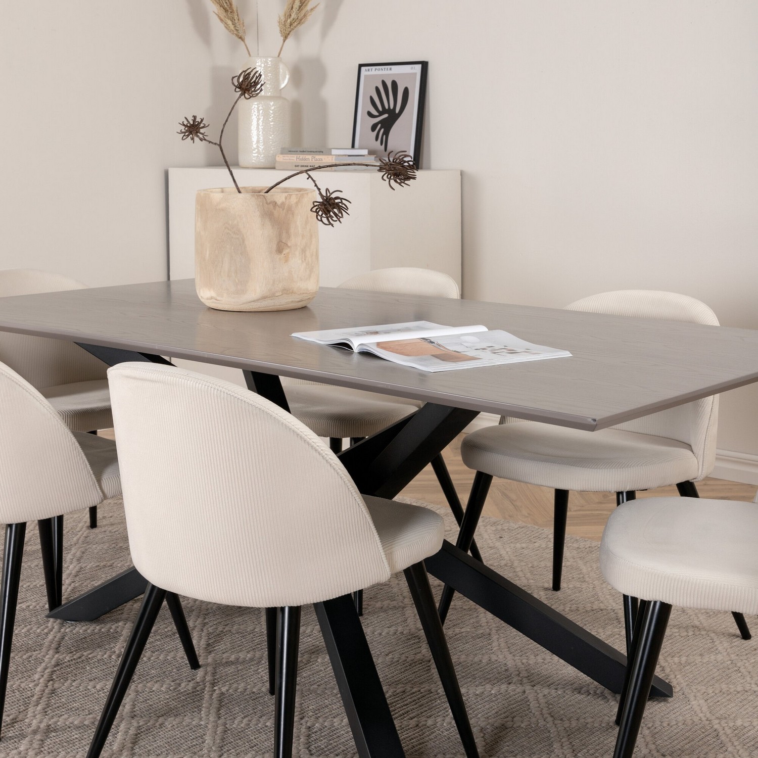 Spisegruppe Venture Home med Piata Spisebord og 6 Valentina Spisestoler