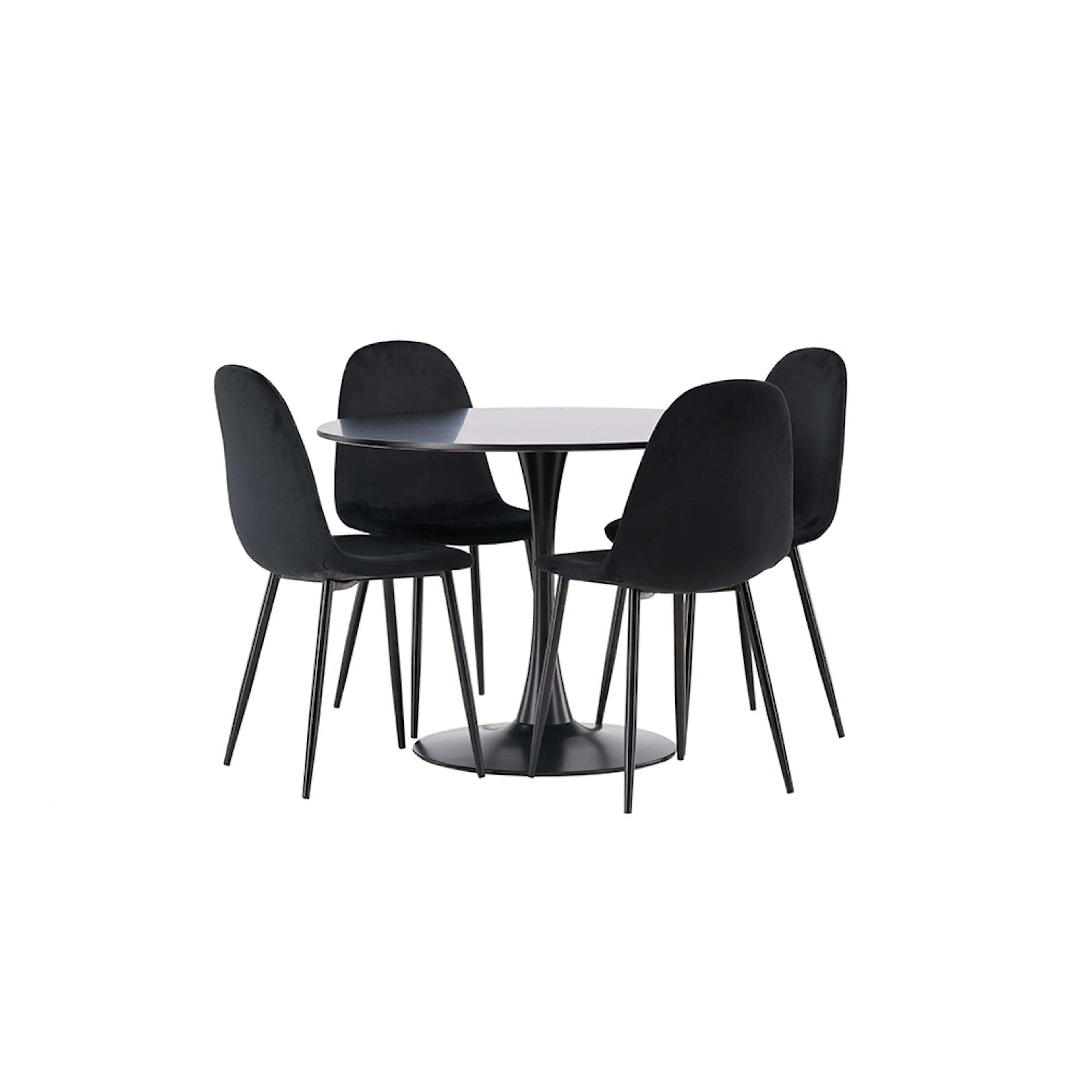Spisegruppe Venture Home Glade Ø 100 cm med 4 Polar Stoler Fløyel