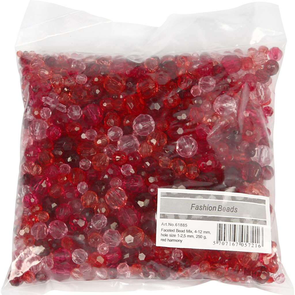Plastperler Creativ Company Harmoni Facettperlemix Str 4-12 mm Hullstr 1-2,5 mm1 Pk