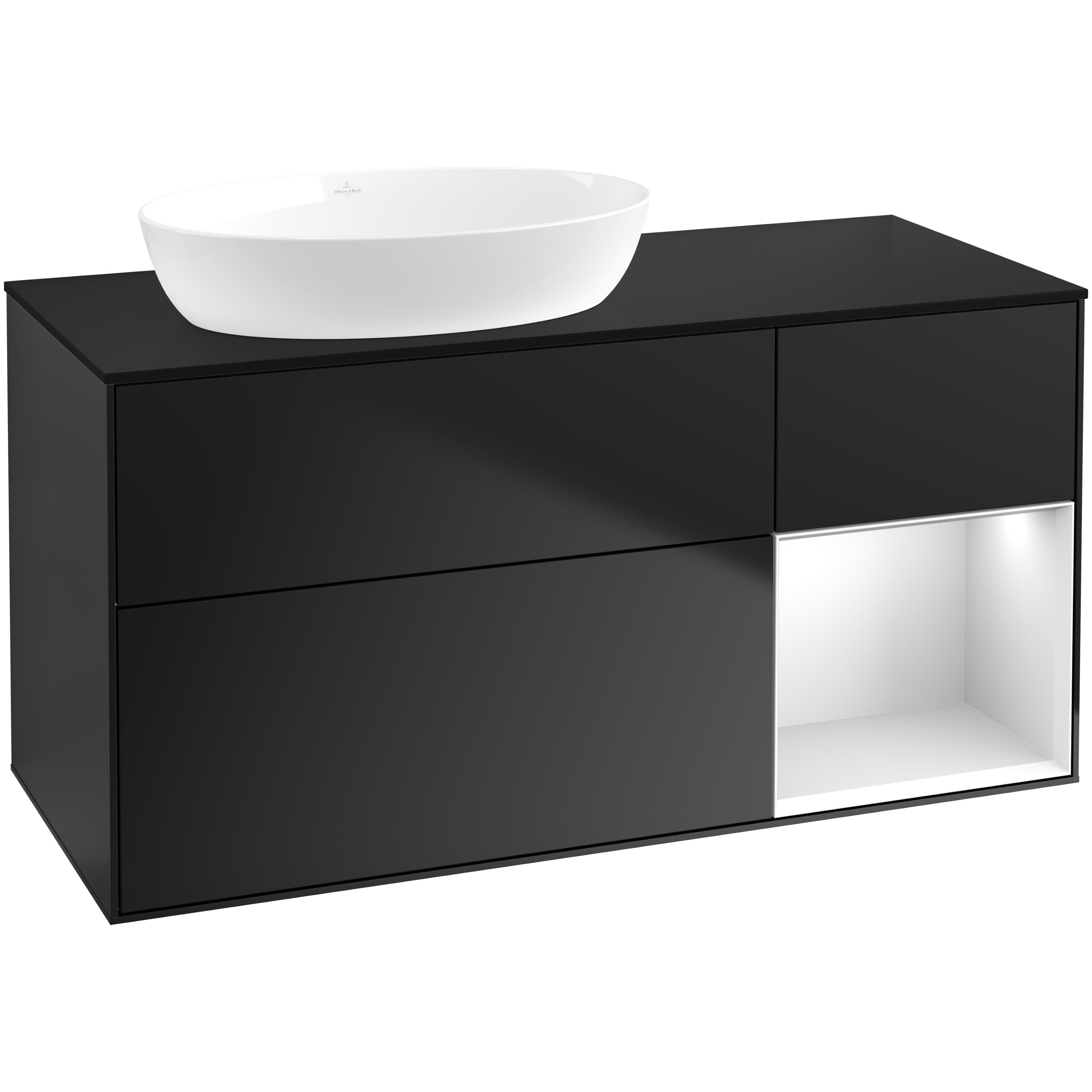 Tvättställsskåp Villeroy & Boch Finion med 3 Lådor Hylla och Bänkskiva för Ocentrerat Tvättställ från Artis & Collaro