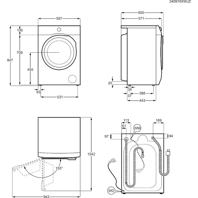 Vaskemaskin med Tørketrommel Electrolux EWI7210840 DualCare 700 SteamCare Hvit