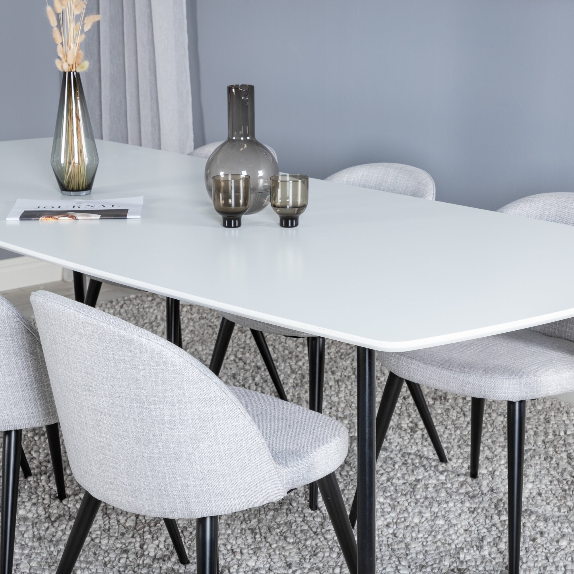 Spisegruppe Venture Home Polar med 6stk Velvet Stoler