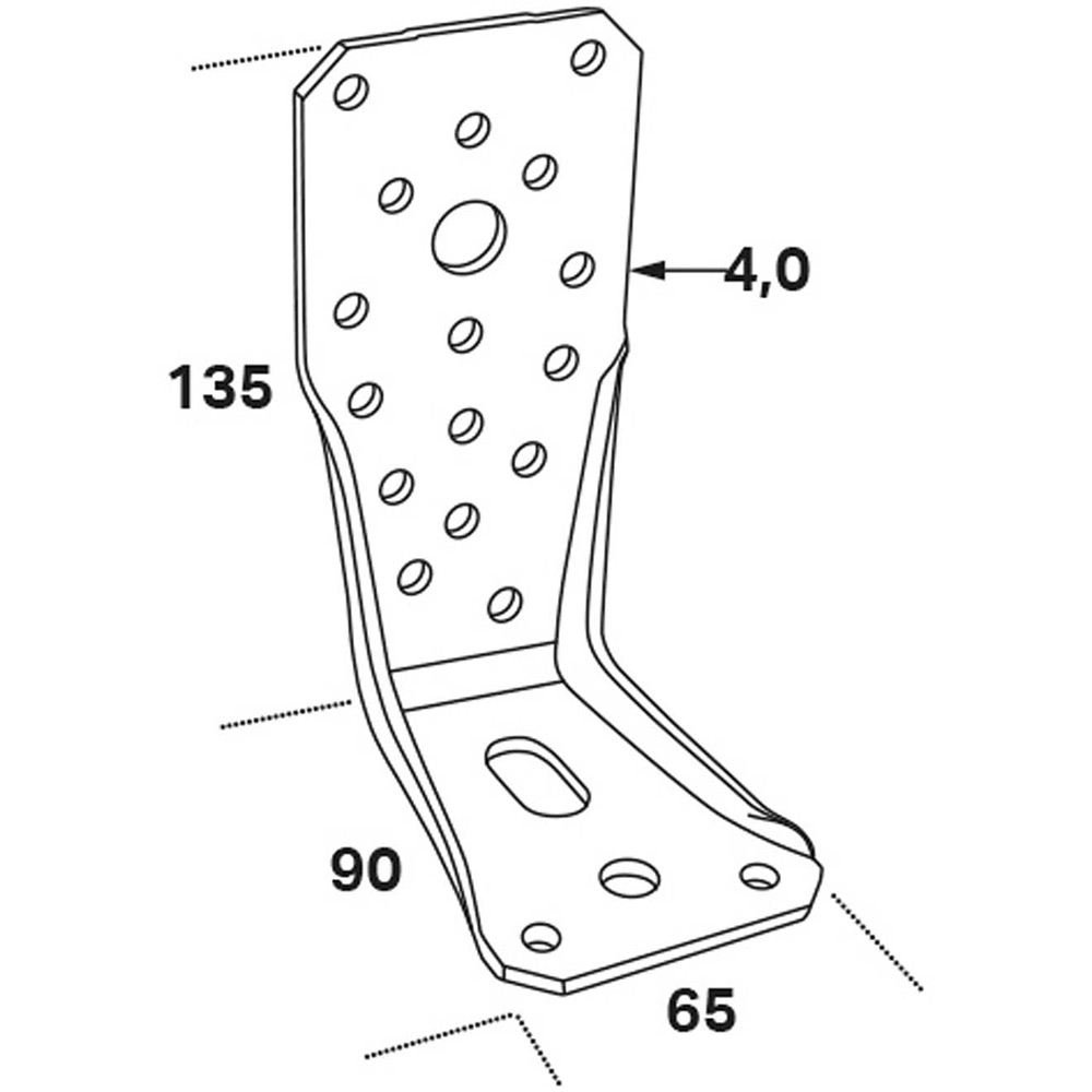 Vinkelbeslag FAST ABNOR 135x90x4,0x65 mm