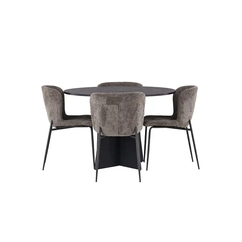 Spisegruppe Venture Home Bootcut Ø110 cm med 4 Modesto Stoler