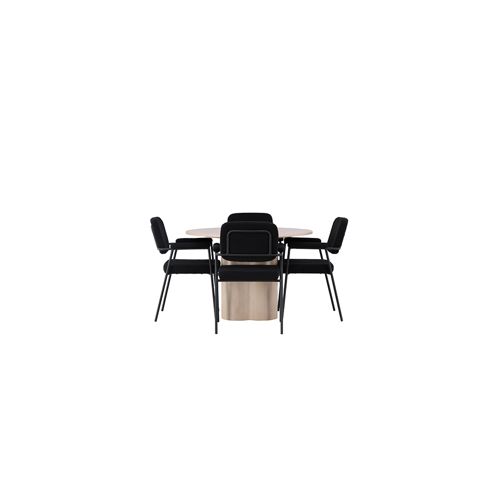 Spisegruppe Venture Home Olivia Ø110 cm med 4 stk Yesterday Stoler