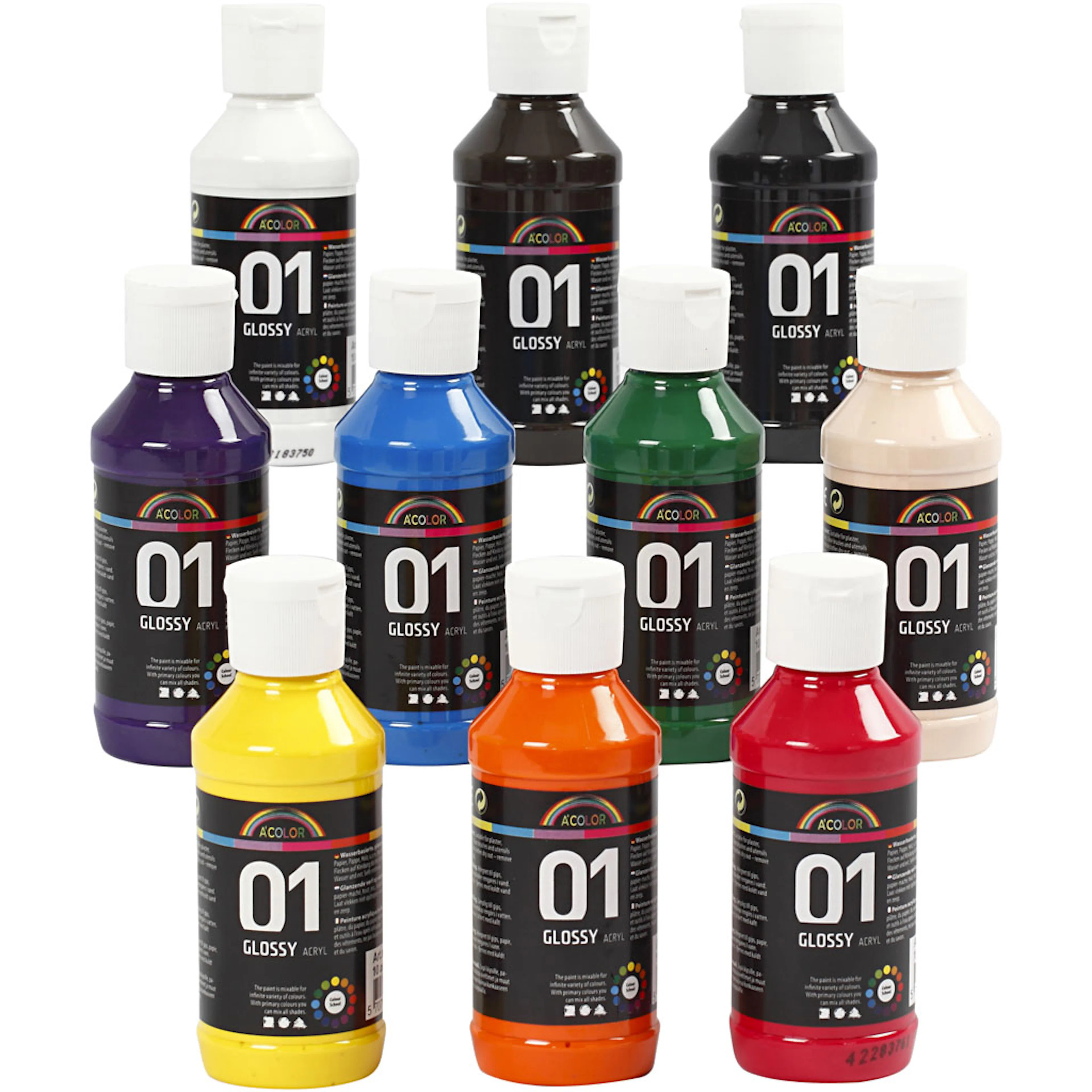 Akrylmaling Creativ Company A-color Ass Farger Nr 01 Blank 10 stk 100 ml/1 Pk