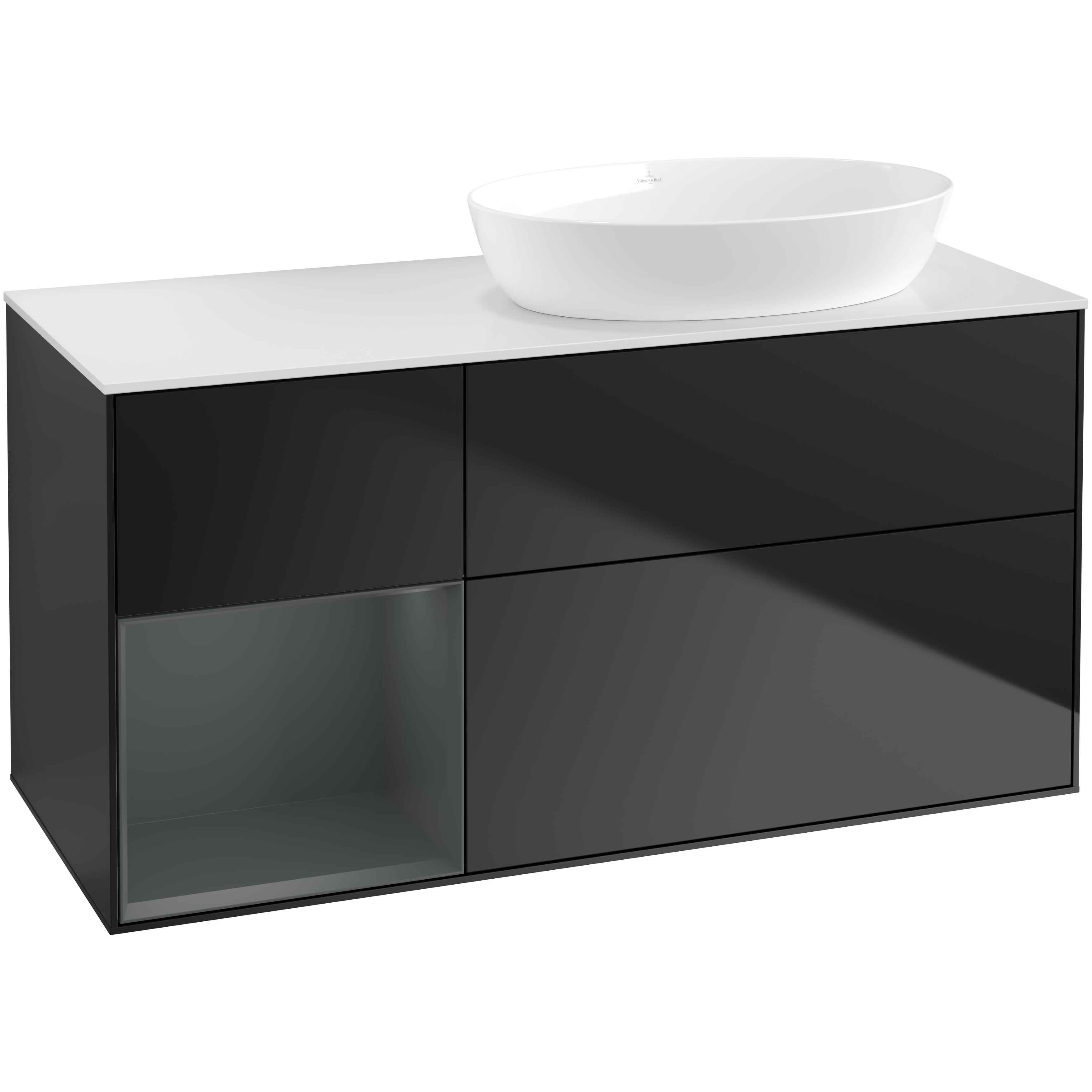 Tvättställsskåp Villeroy & Boch Finion med 3 Lådor Hylla och Bänkskiva för Ocentrerat Tvättställ från Artis & Collaro