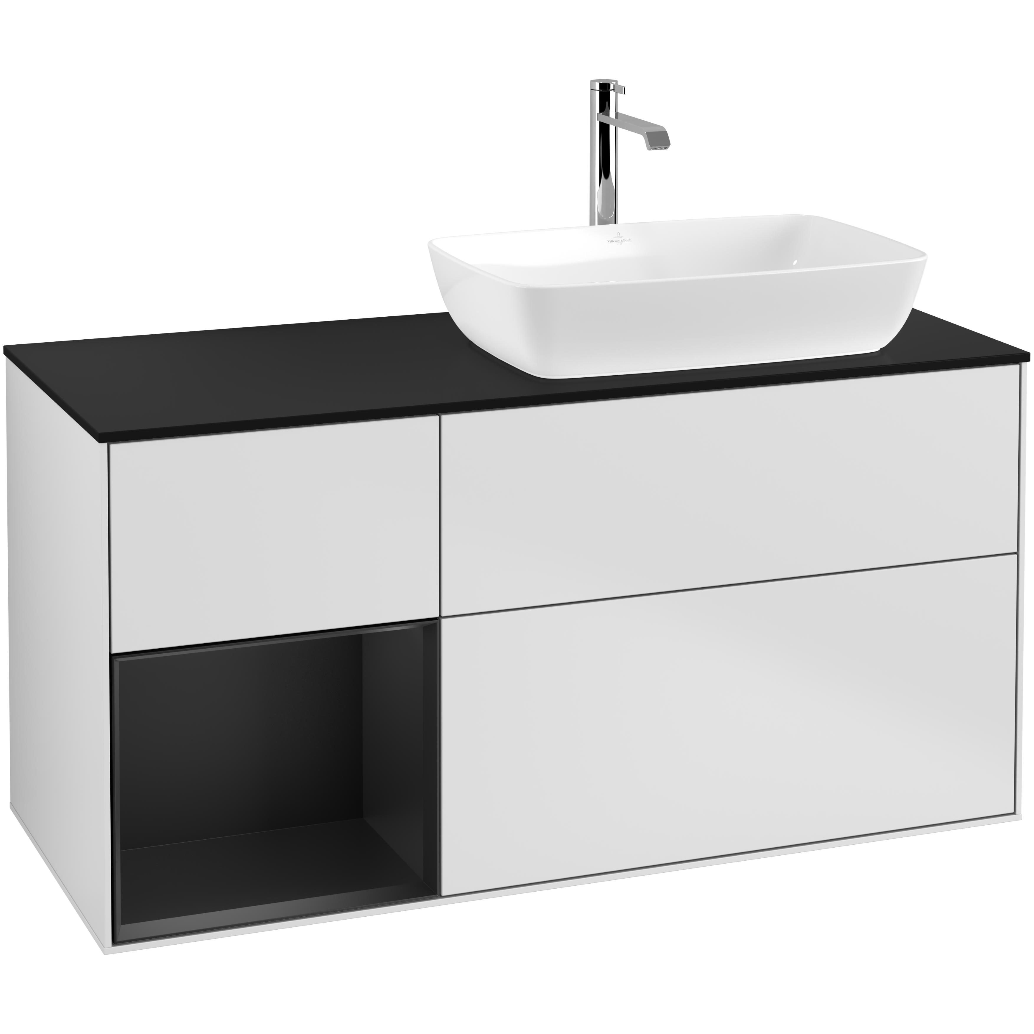 Tvättställsskåp Villeroy & Boch Finion med 3 Lådor Hylla och Bänkskiva för Ocentrerat Tvättställ från Artis & Collaro