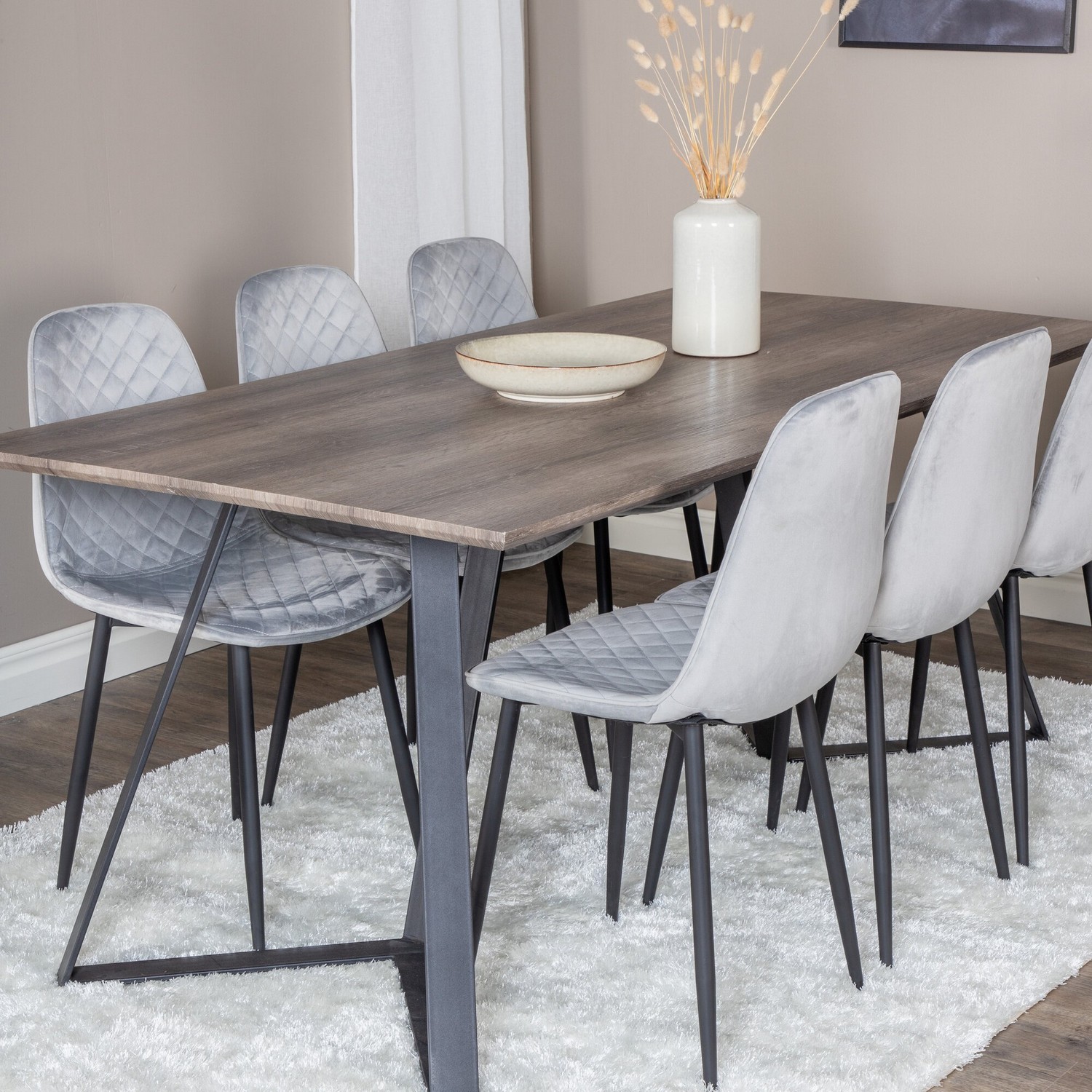 Spisegruppe Venture Home Madde med 6 Phoi Stoler Fløyel