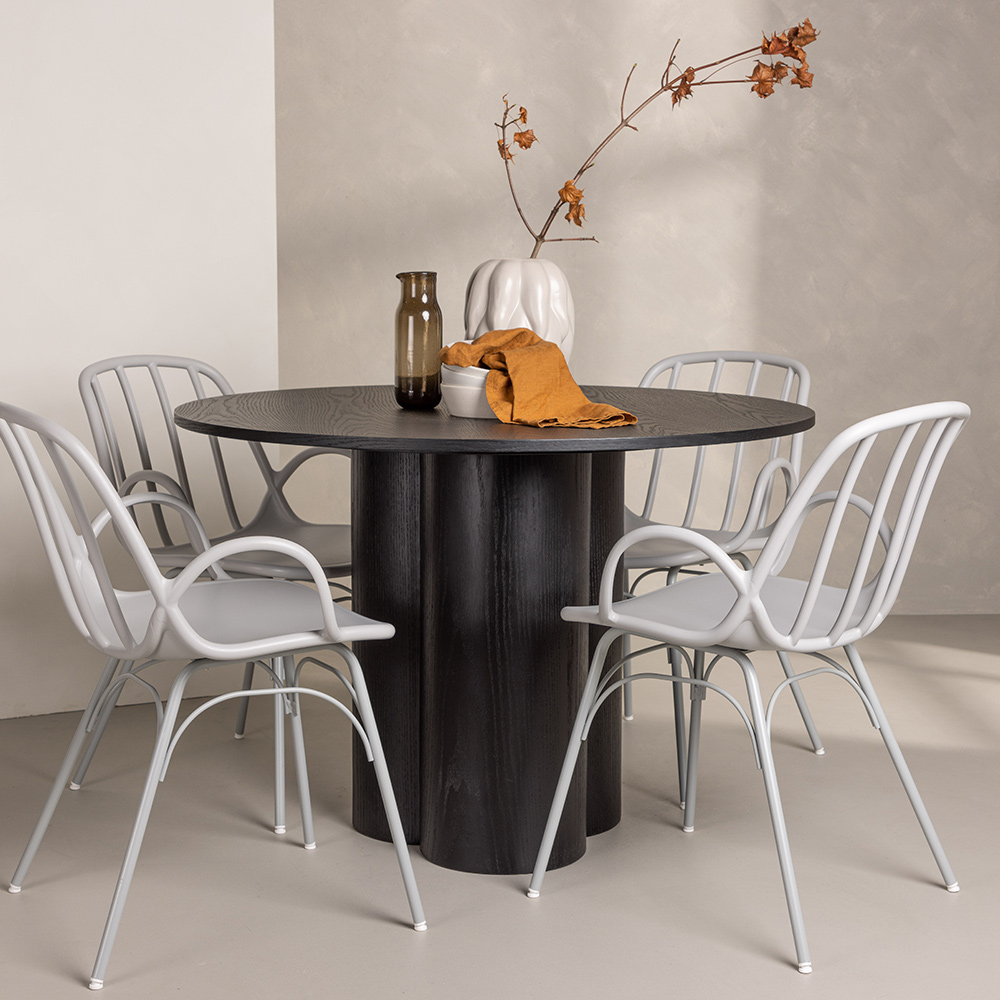 Spisegruppe Venture Home Olivia Ø 110 cm med 4 Dyrön Stoler