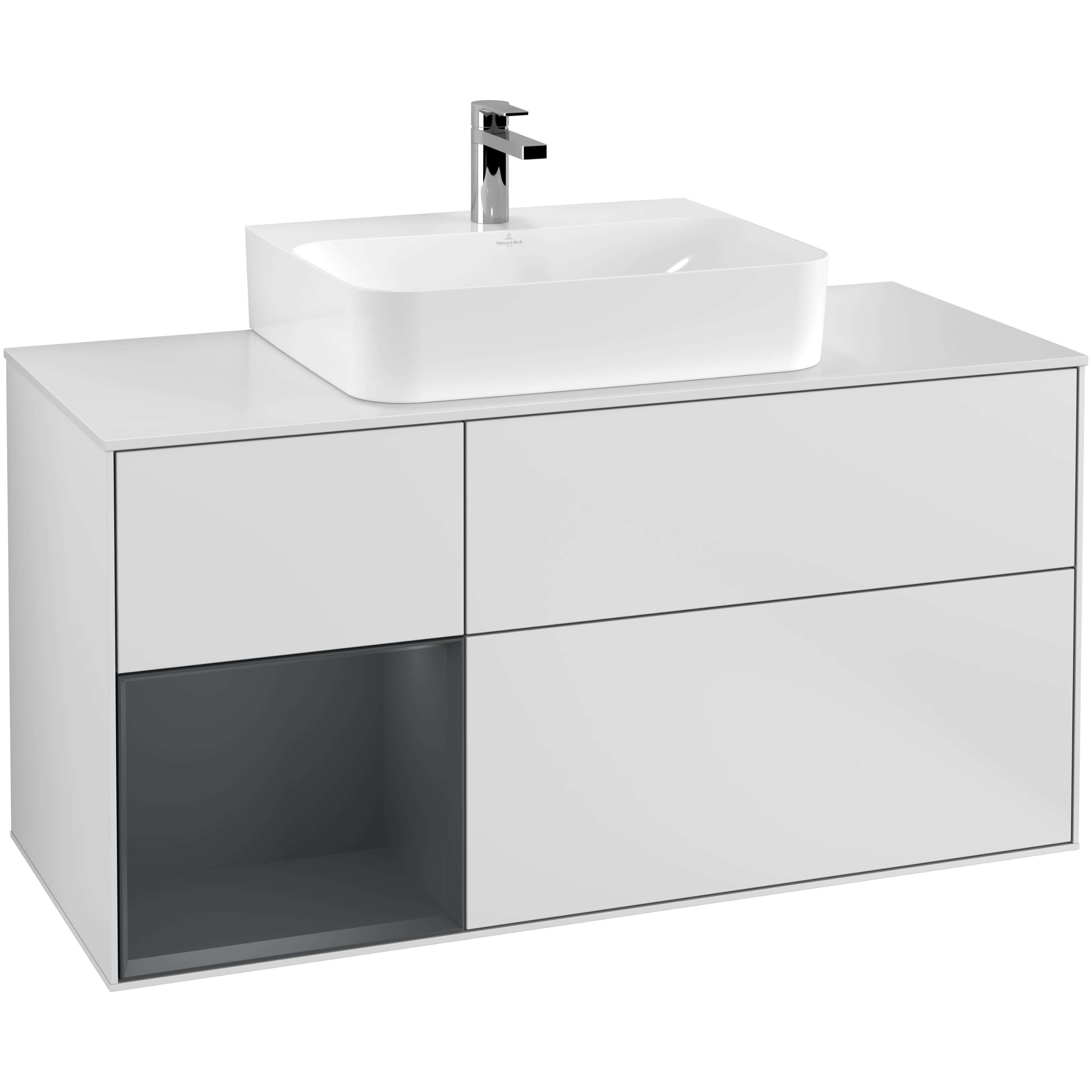 Tvättställsskåp Villeroy & Boch Finion med 3 Lådor Hylla och Bänkskiva för Centrerat Tvättställ | badrum - badrumsmobler - tvattstallsskap-och-kommod | KakelKungen