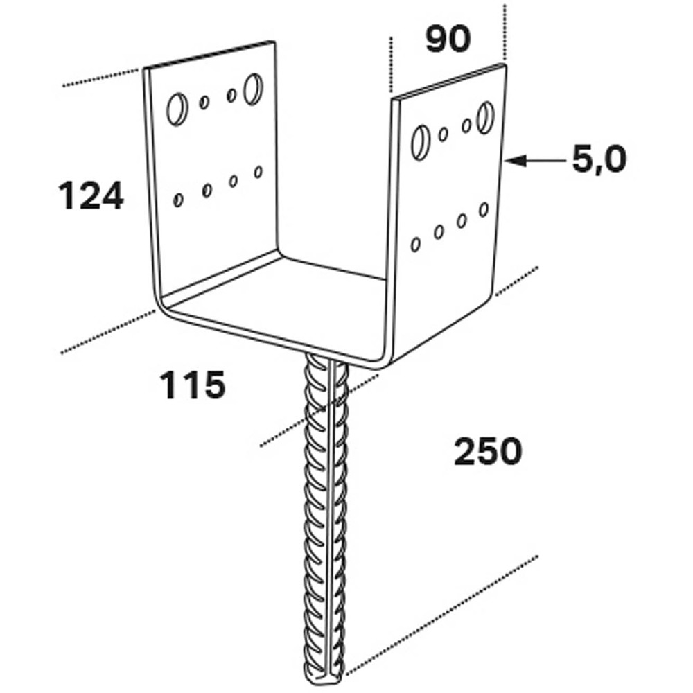 Stolpeholder FAST CSU 115x90x5 mm CE