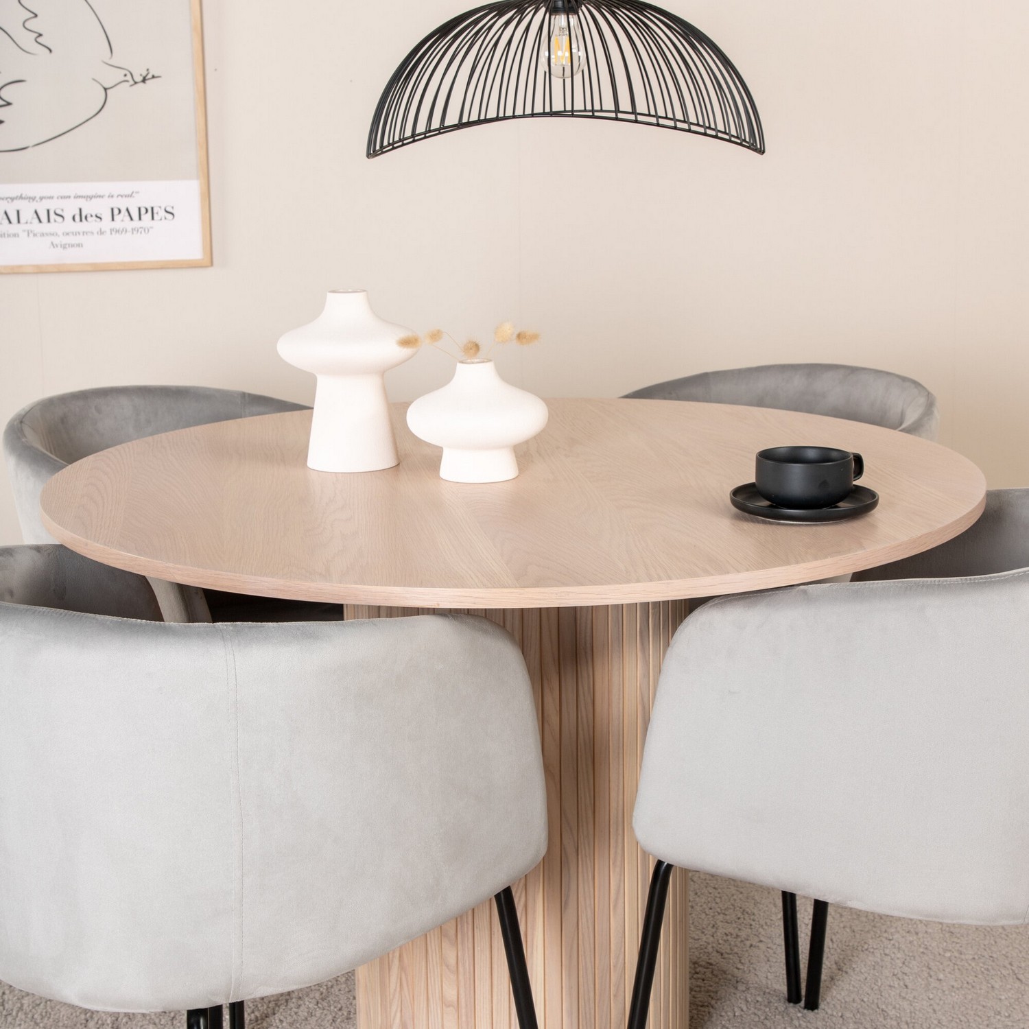 Spisegruppe Venture Home med Bianca Spisebord og 4 Bergen Spisestoler
