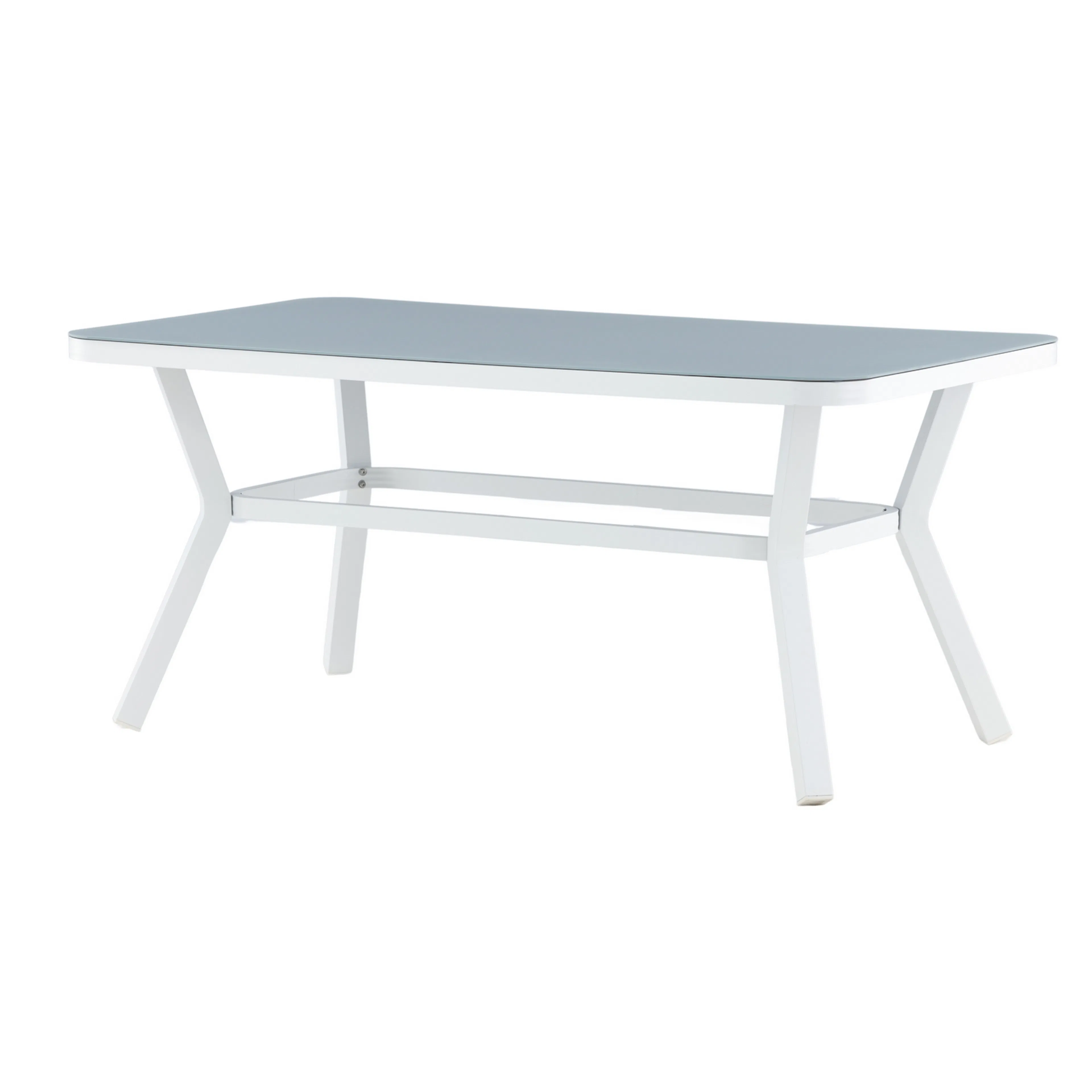 Virya Dining Table - White Alu / Grey Glass - small table Hvit
