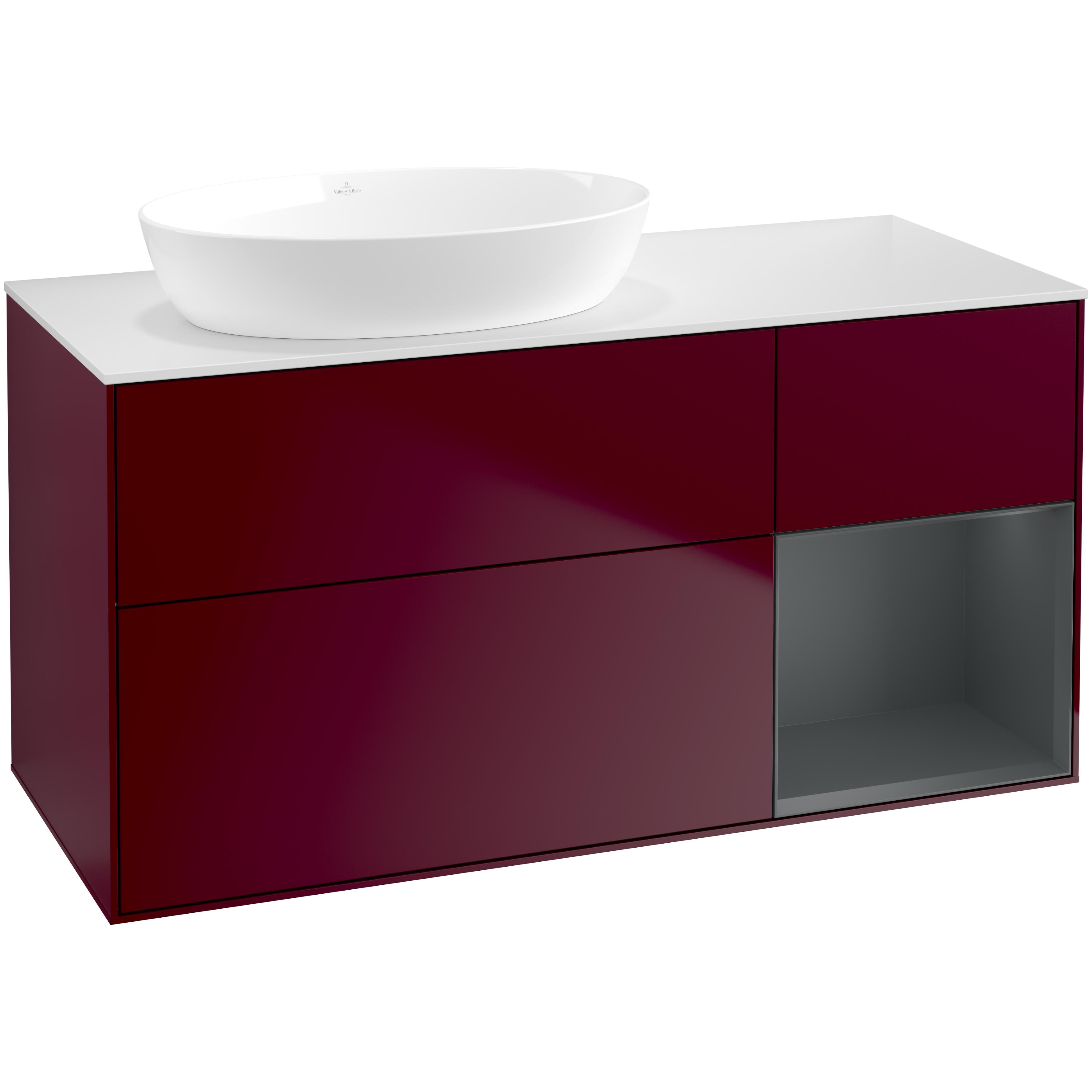 Tvättställsskåp Villeroy & Boch Finion med 3 Lådor Hylla och Bänkskiva för Ocentrerat Tvättställ från Artis & Collaro