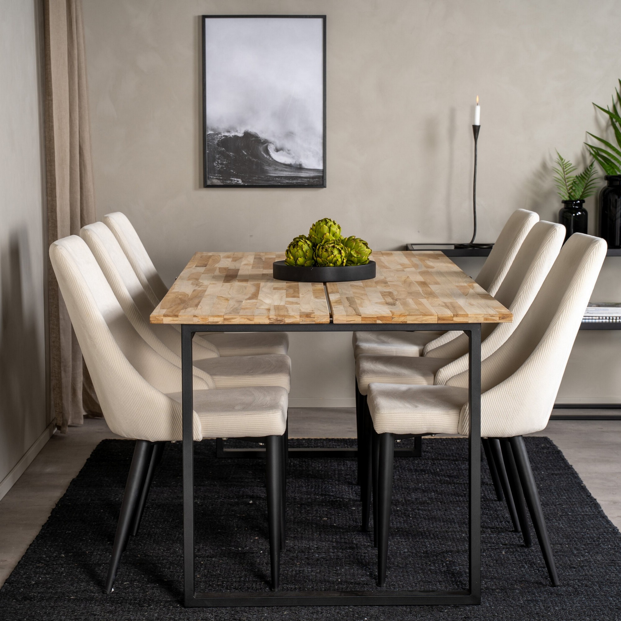 Spisegruppe Venture Home Cirebon med 6stk Leone Stoler
