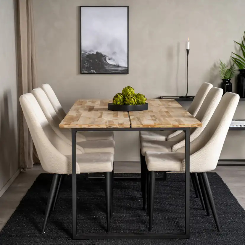 Spisegruppe Venture Home Cirebon med 6stk Leone Stoler