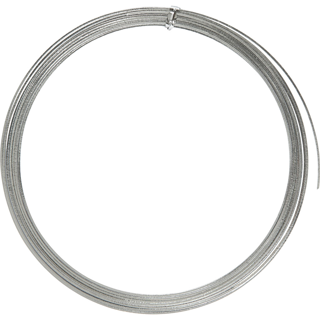 Aluminiumtråd, silver, Platt, B: 3,5 mm, tjocklek 0,5 mm, 4, Sølv