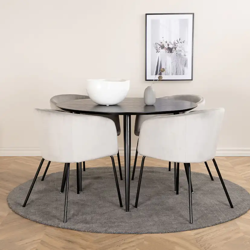 Spisegruppe Venture Home Dipp Ø115 cm med 4 Berit Stoler