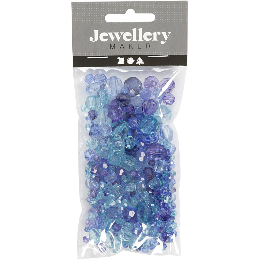 Plastperler Creativ Company Harmoni Facettperlemix Str 4-12 mm Hullstr 1-2,5 mm1 Pk