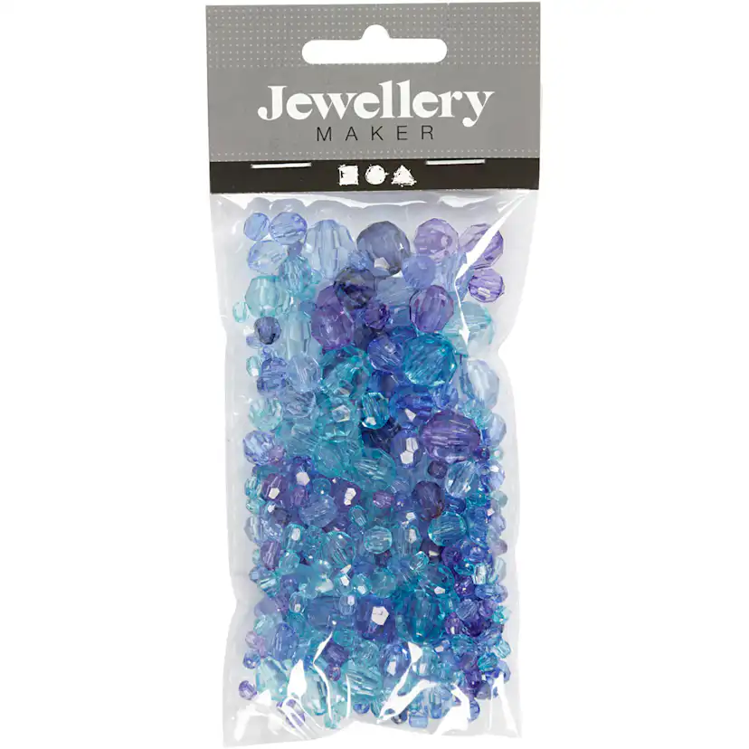 Plastperler Creativ Company Harmoni Facettperlemix Str 4-12 mm Hullstr 1-2,5 mm1 Pk