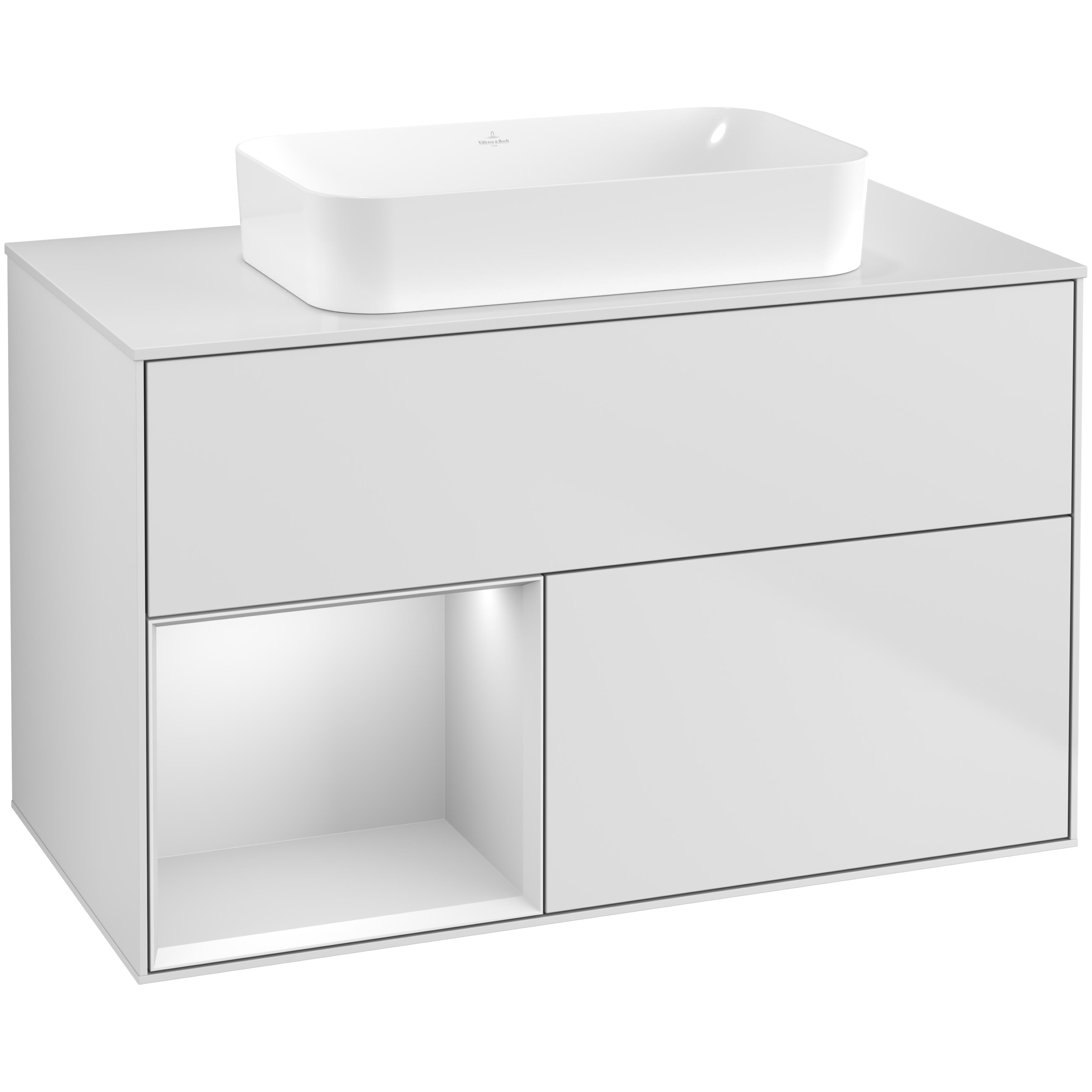Tvättställsskåp Villeroy & Boch Finion med 2 Lådor Hylla och Bänkskiva för Fristående Tvättställ | badrum - badrumsmobler - tvattstallsskap-och-kommod | KakelKungen