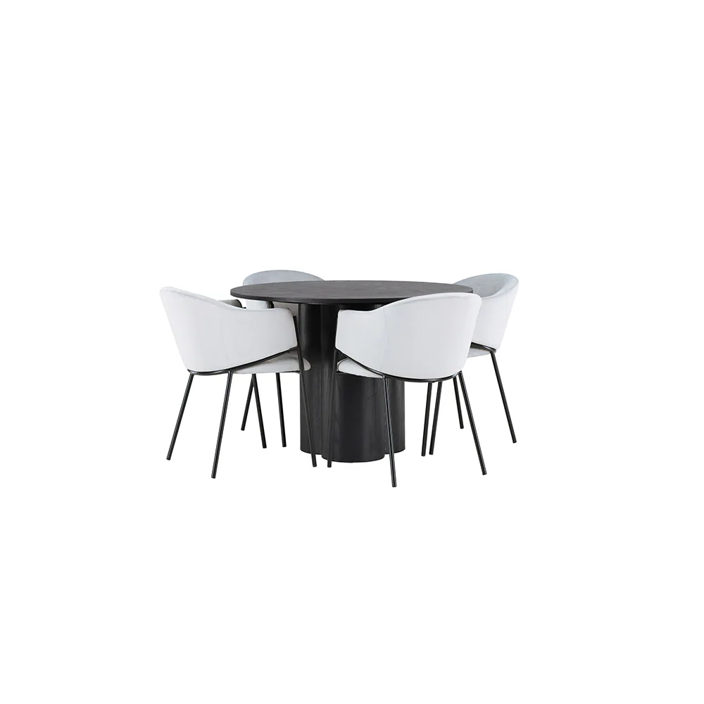 Spisegruppe Venture Home Olivia Ø110 cm med 4 stk Evelina Stoler