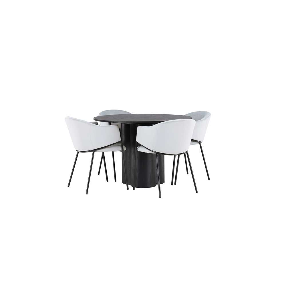 Spisegruppe Venture Home Olivia Ø110 cm med 4 stk Evelina Stoler