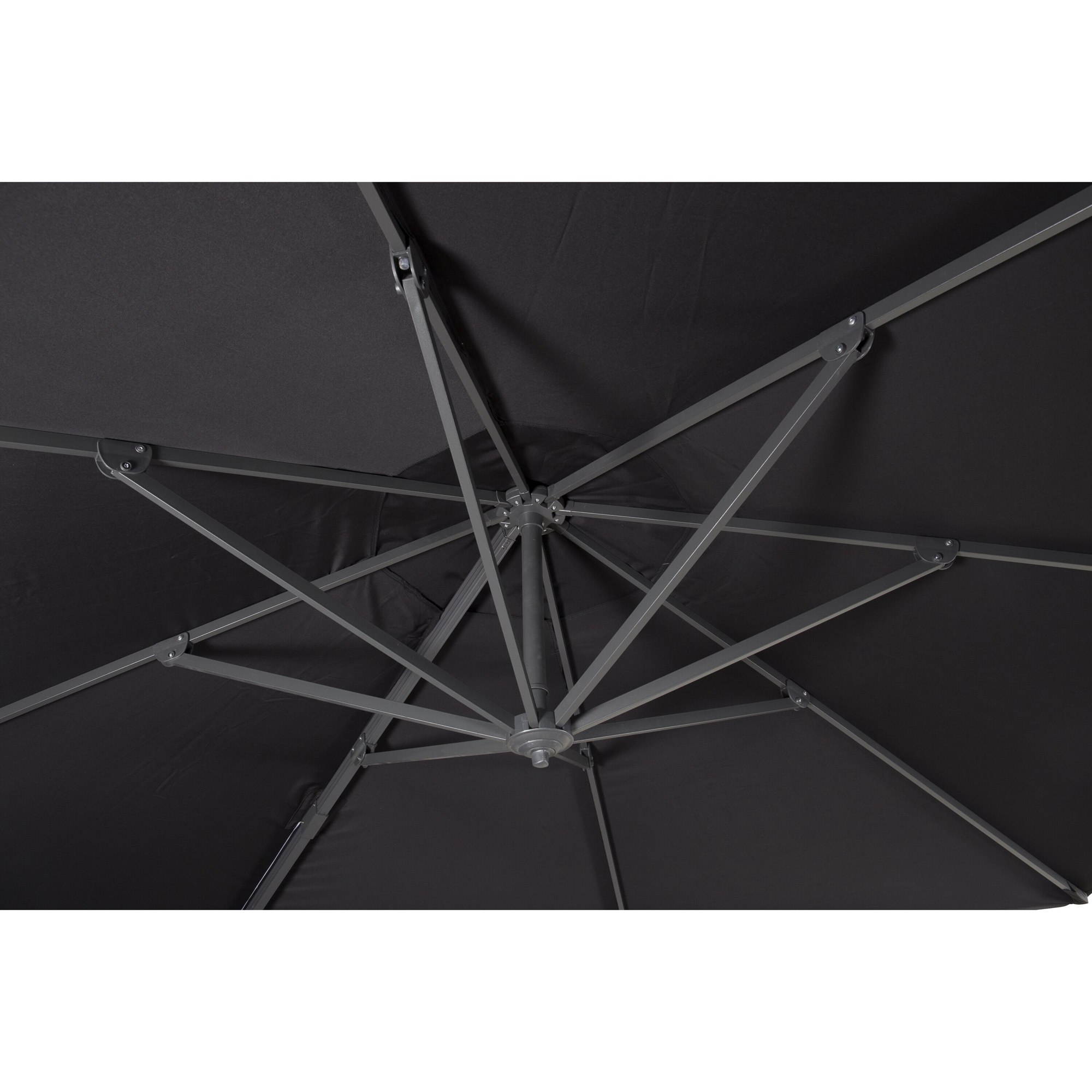 Leeds - Umbrella 3,5m - Black Alu/Black Fabric Sort/Sort, Ø 3,5 m