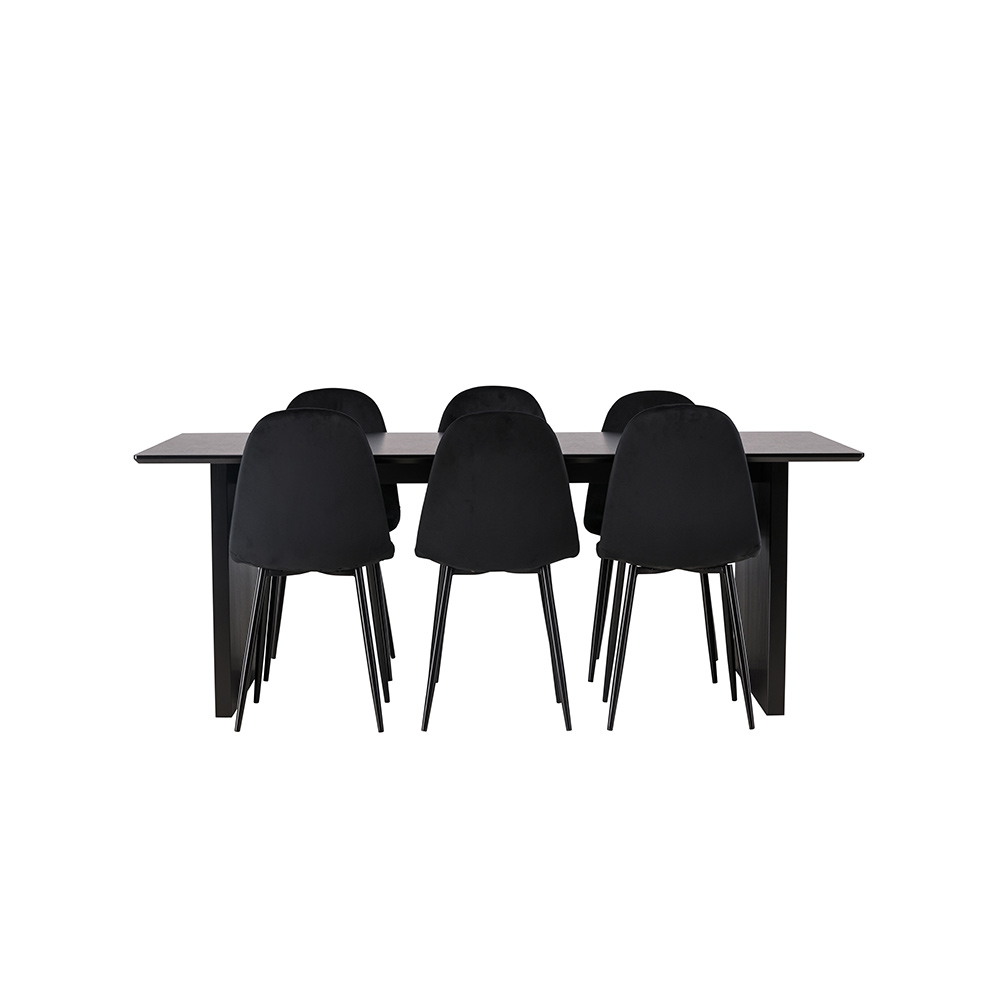 Spisegruppe Venture Home Vail med 6 Polar Stoler Fløyel