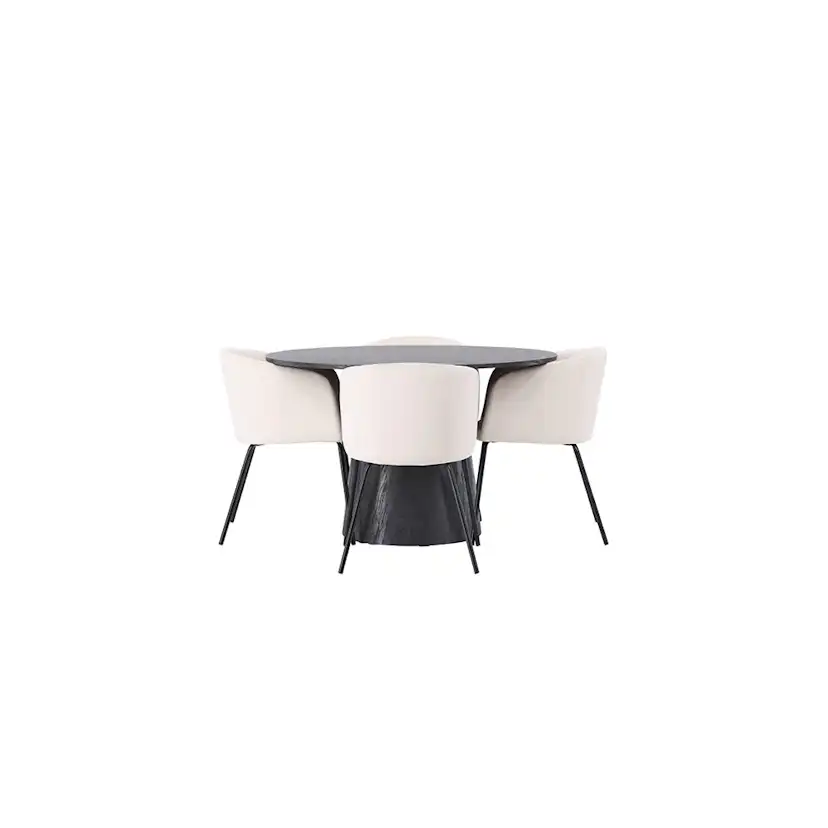Spisegruppe Venture Home Lanzo Ø120 cm med 4 stk Berit Stoler