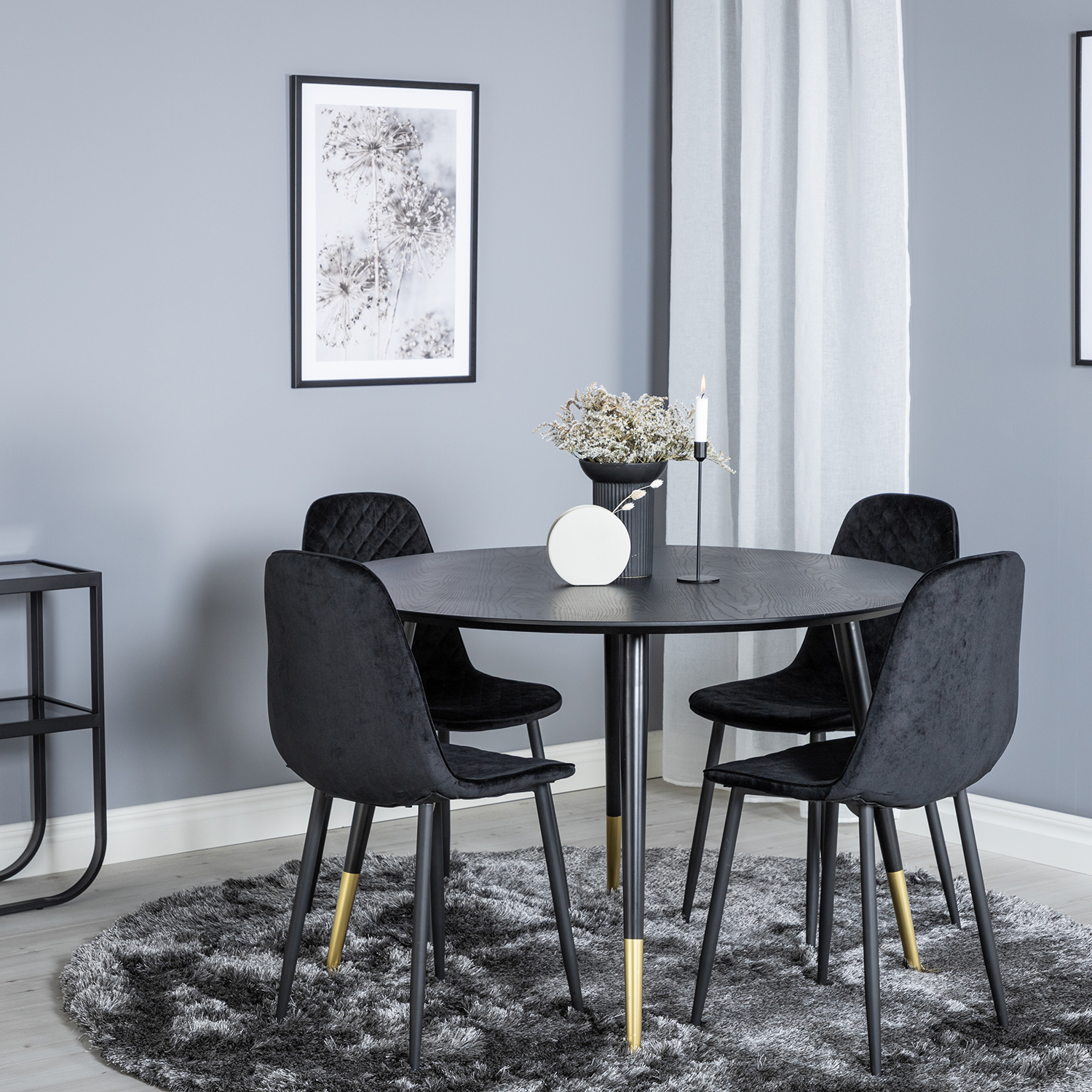 Spisegruppe Venture Home Dipp Ø115 cm med 4 Polar Stoler