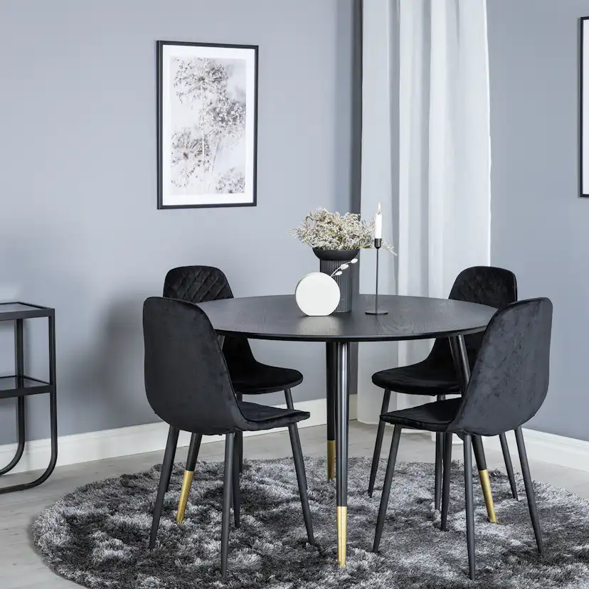 Spisegruppe Venture Home Dipp Ø115 cm med 4 Polar Stoler