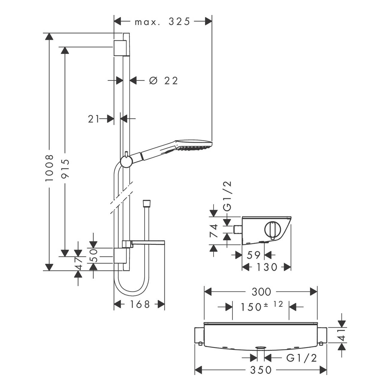 Dusjsett Hansgrohe Raindance Select E 120