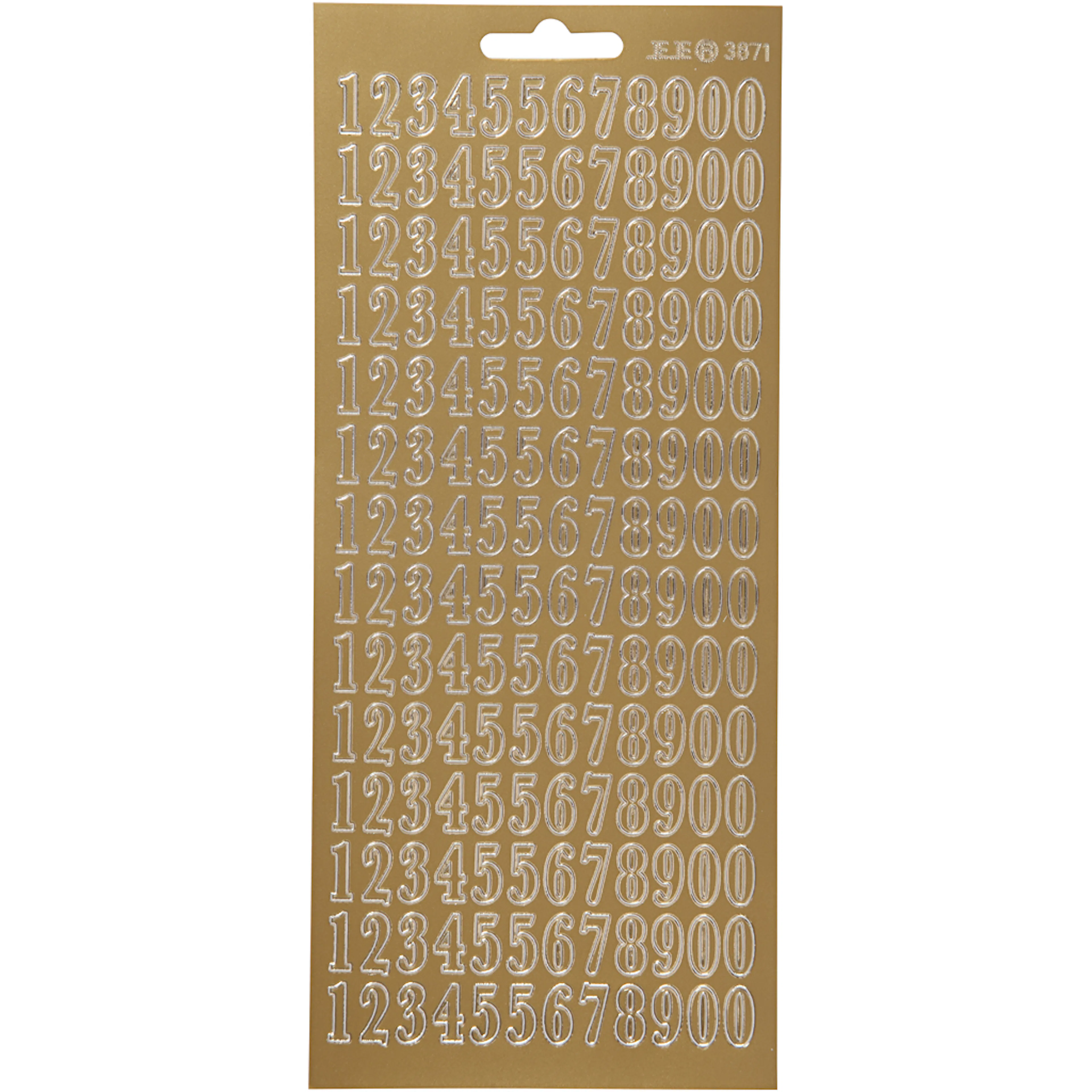 Stickers, guld, siffror, 10x23 cm, 1 ark Guld