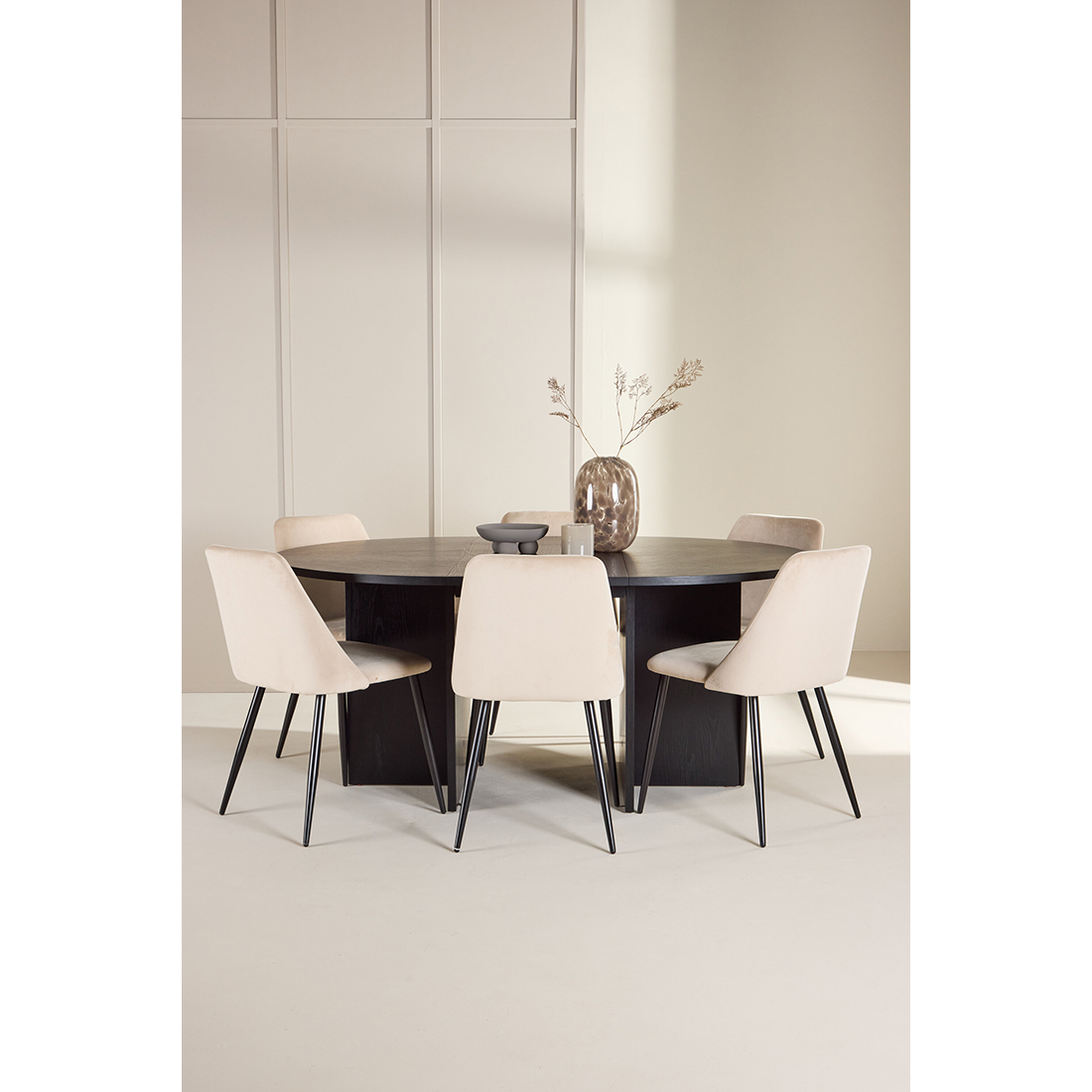 Spisegruppe Venture Home Strada Ø120 cm med 6st Night Spisestoler