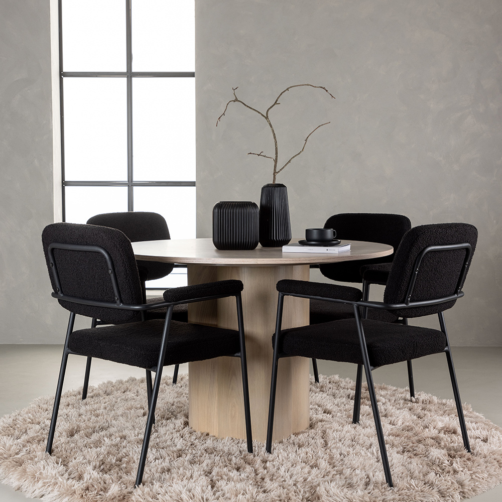 Spisegruppe Venture Home Olivia Ø110 cm med 4 stk Yesterday Stoler