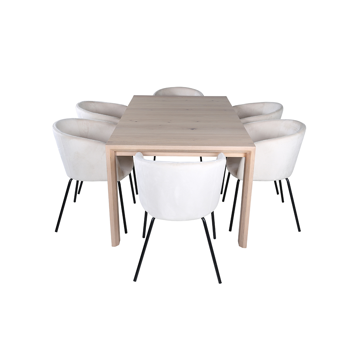 Spisegruppe Venture Home Shy med 6 Bergen Stoler Fløyel