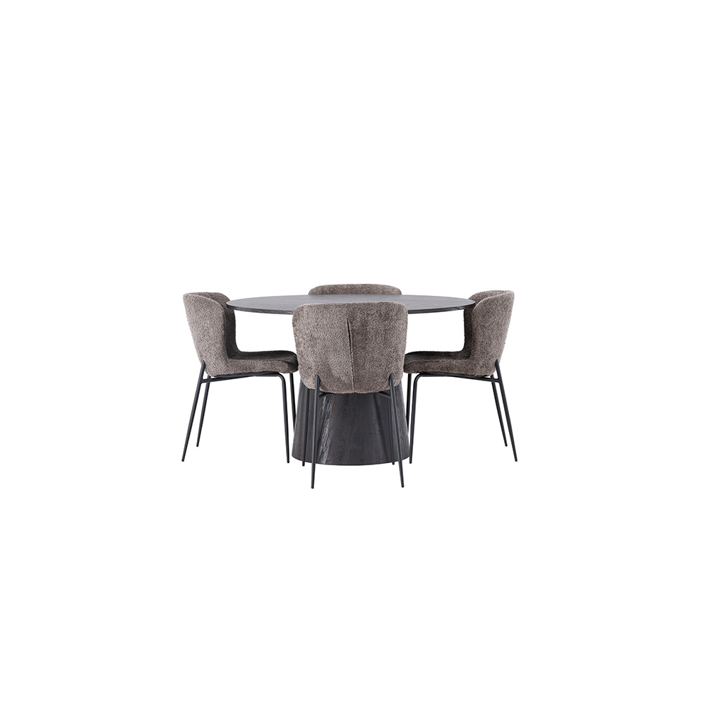 Spisegruppe Venture Home Lanzo Ø120 cm med 4 stk Modesto Stoler