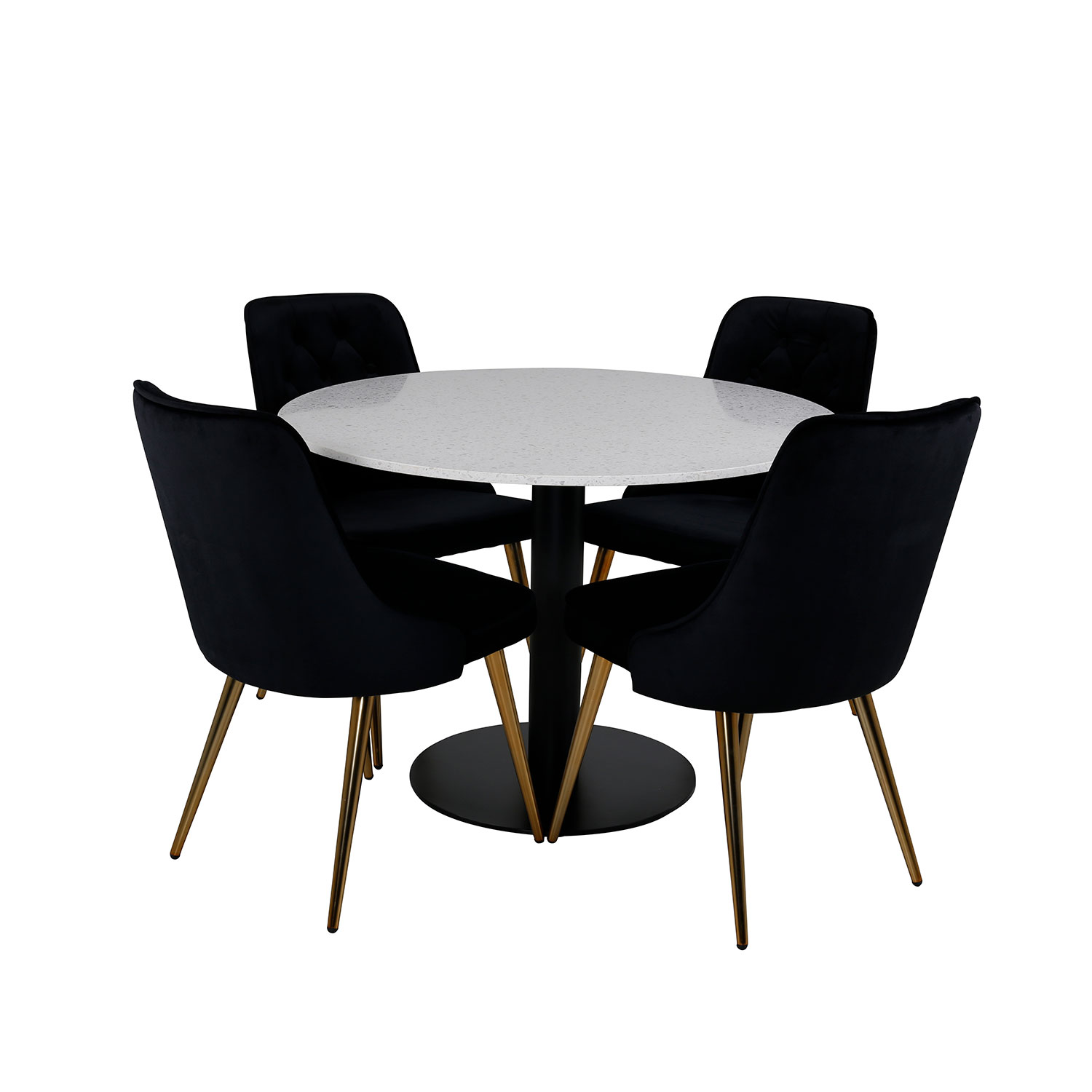 Spisegruppe Venture Home Razzia med 4 Velvet Deluxe Stoler