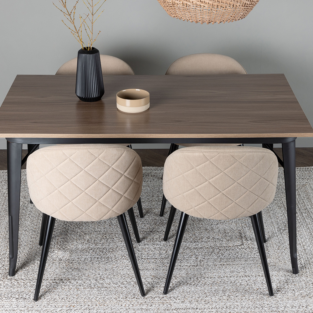 Spisegruppe Venture Home Tempe 140 cm med 4 Velvet Stoler