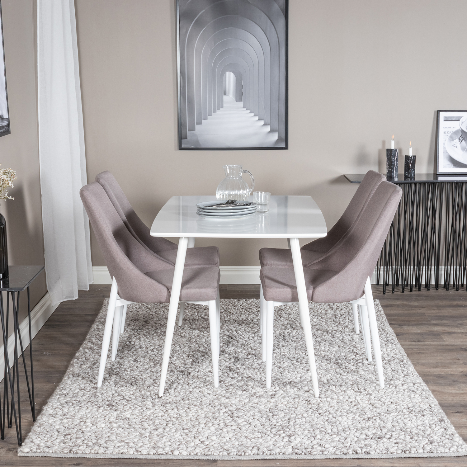 Spisegruppe Venture Home Pobbie med 4 Laura Stoler Polyester
