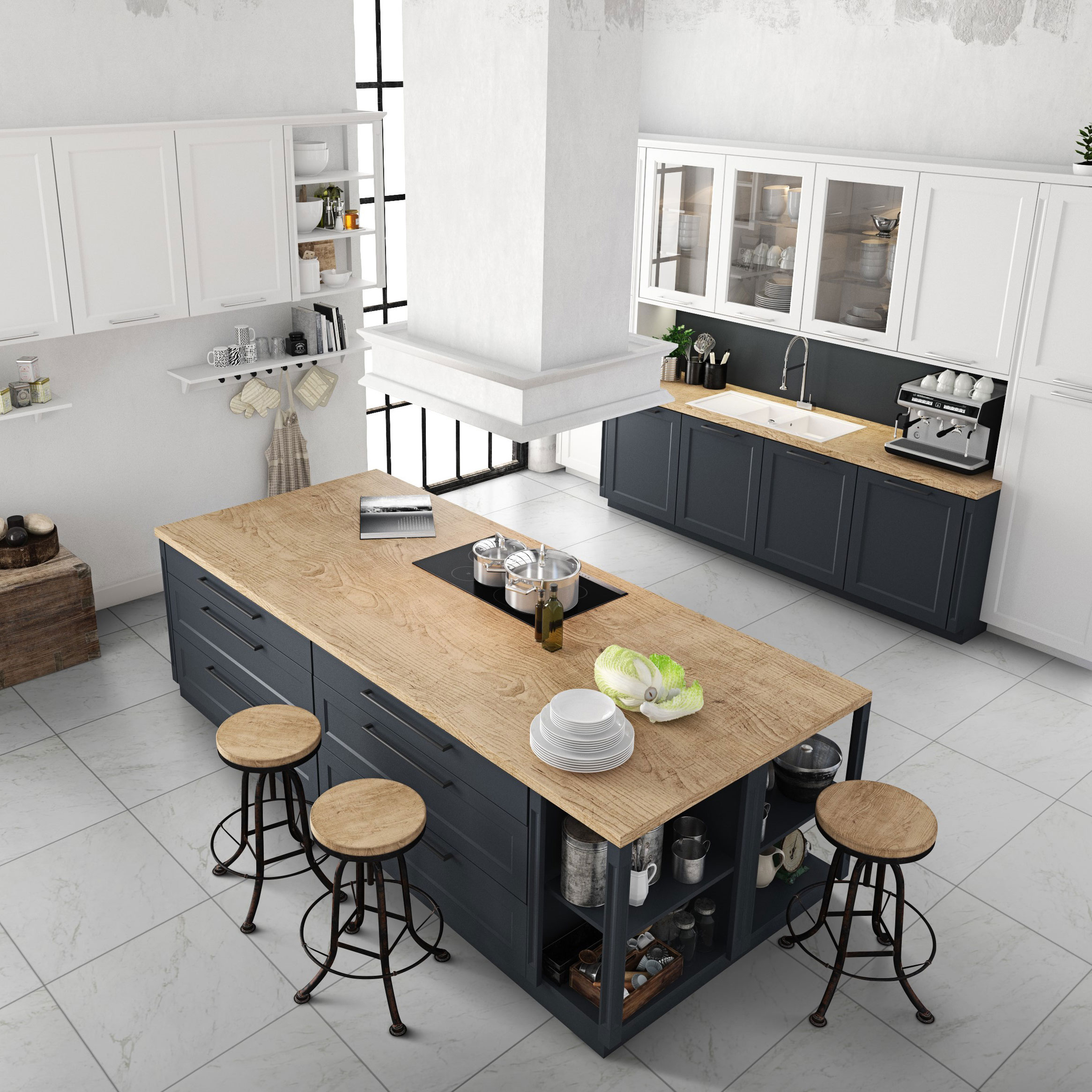 Klinker Coem Ceramiche Marmor B. Carrara SemiPolert Hvit 60x60 cm
