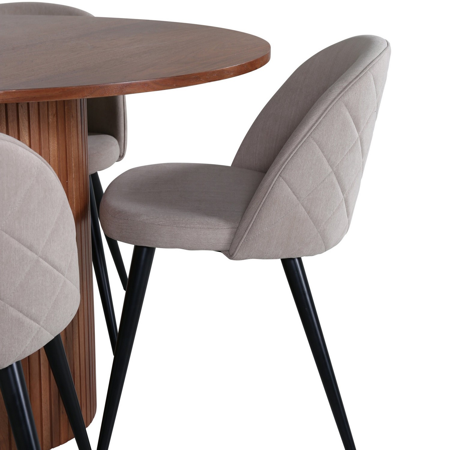 Spisegruppe Venture Home med Rundt Bianca Spisebord og 4 Valentina Stitcthes Spisestoler