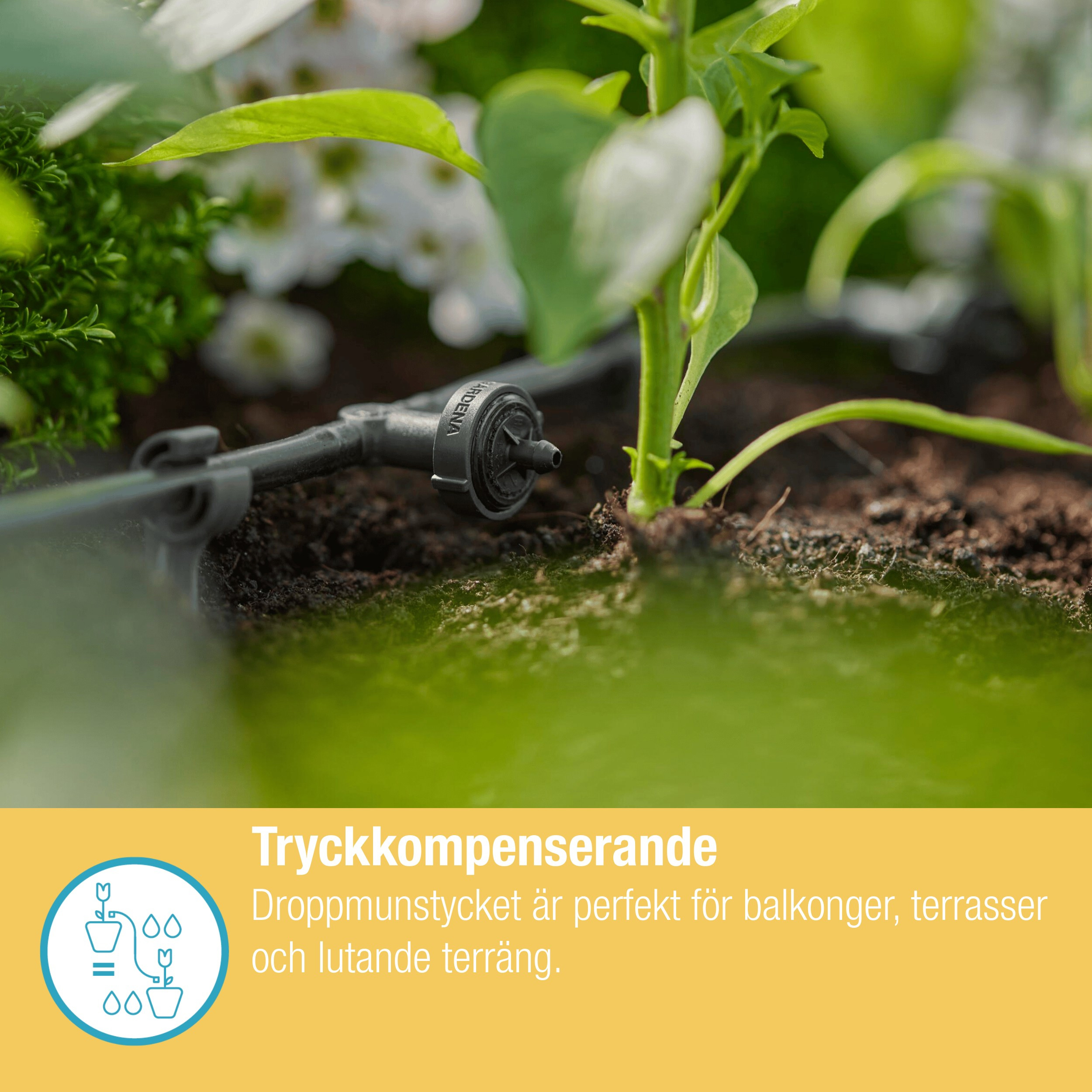 Dryppfordeler Gardena Micro-Drip Inline 2 l/h Trykkregulerende