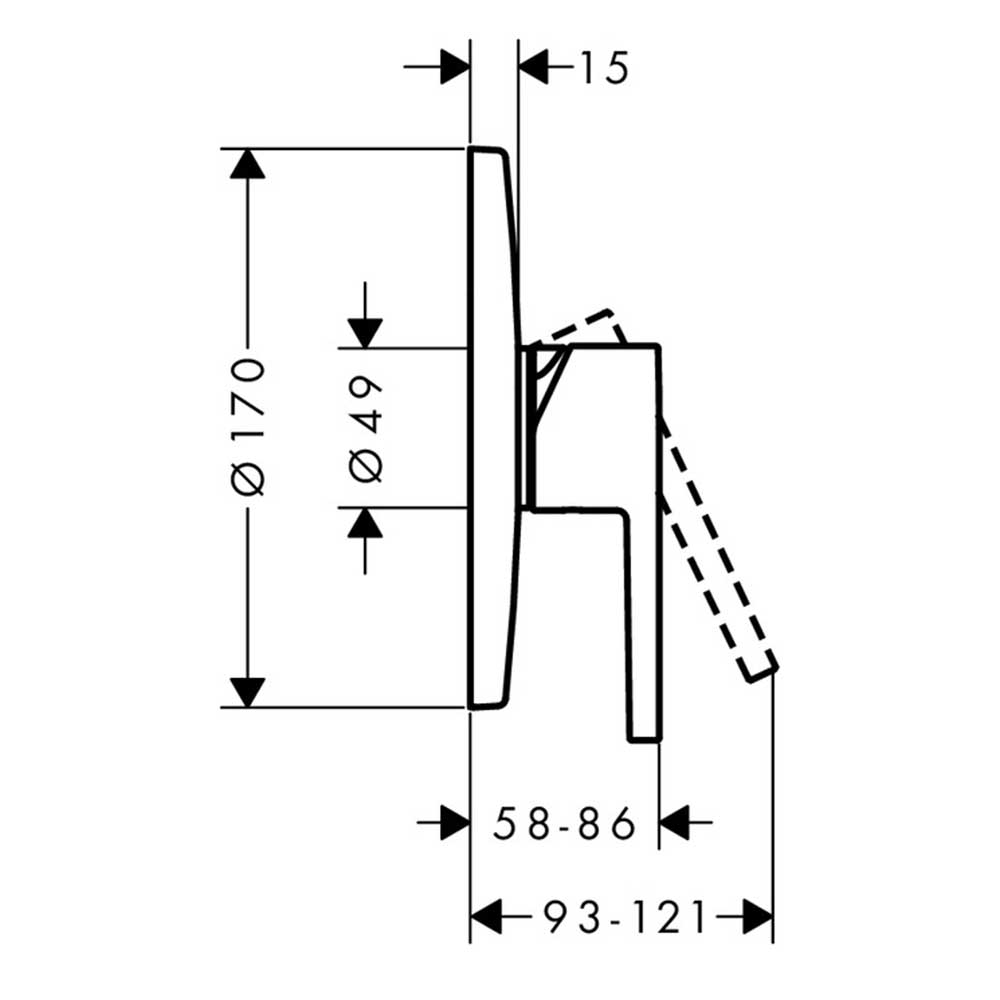 Dusjbatteri Axor Starck 1-greps for Innbygging