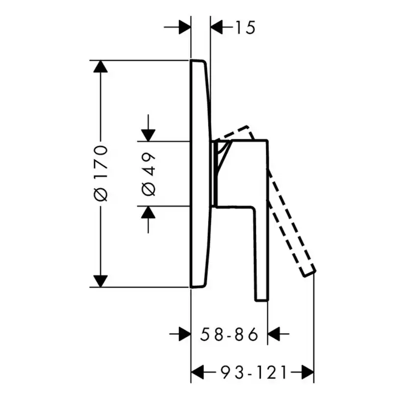 Dusjbatteri Axor Starck 1-greps for Innbygging