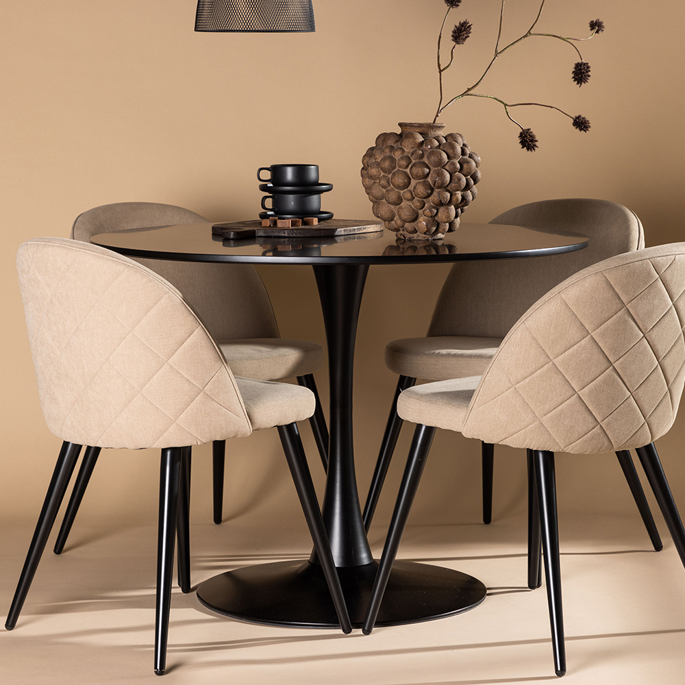 Spisegruppe Venture Home Glade Ø 100 cm med 4 Velvet Stoler