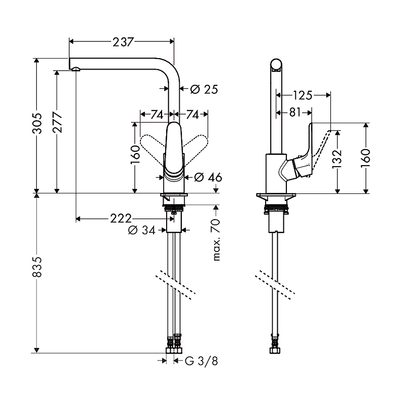 Kjøkkenarmatur Hansgrohe Focus Svingbar