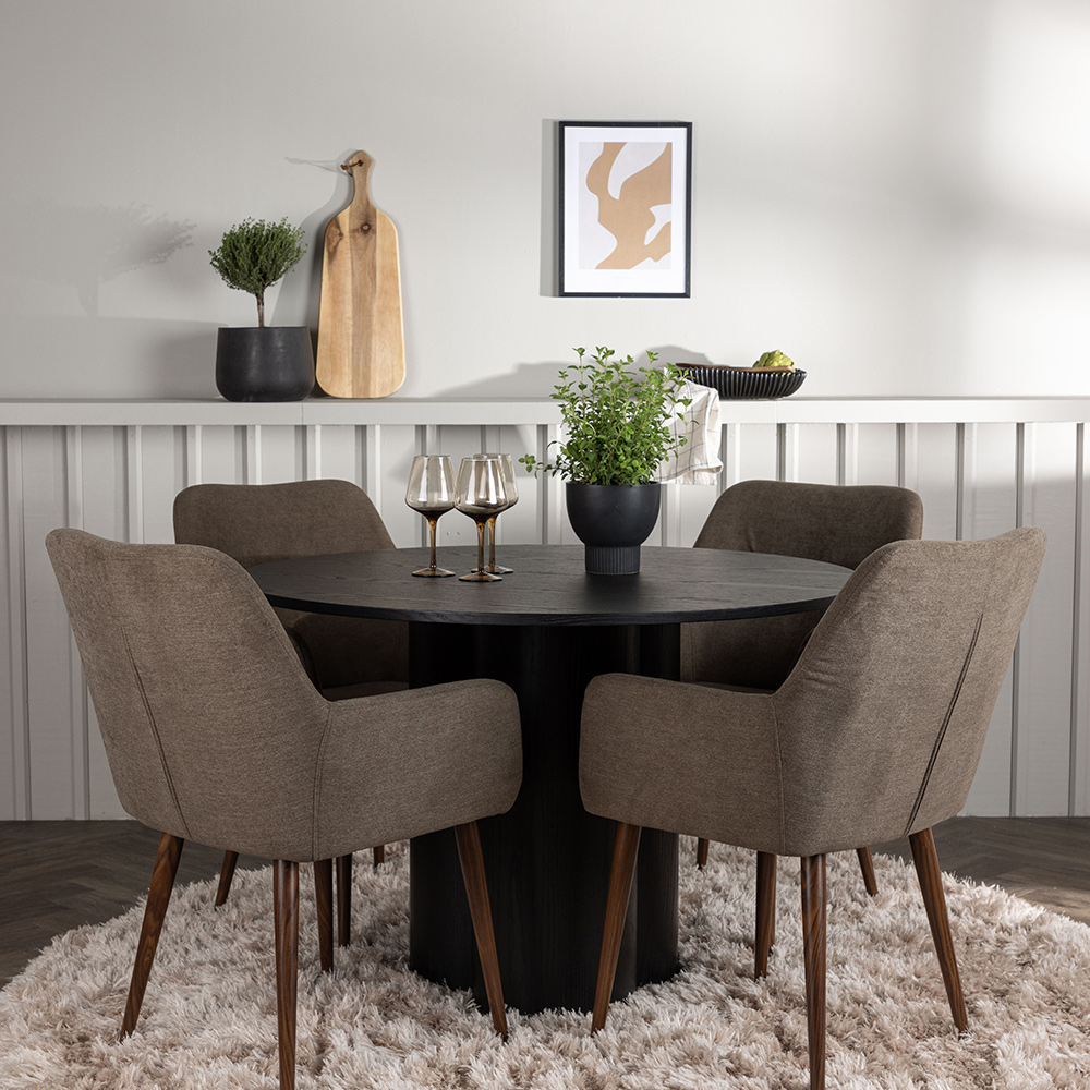 Spisegruppe Venture Home Olivia Ø110 cm med 4 stk Tomorrow Stoler